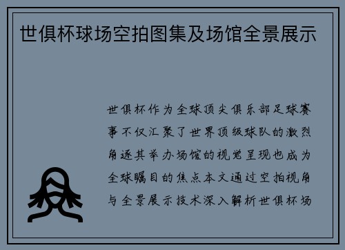 世俱杯球场空拍图集及场馆全景展示
